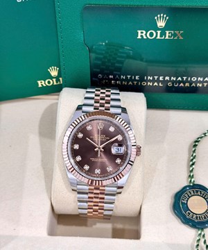 ROLEX DATEJUST Vàng Hồng Thép Chocolate Đính Kim Cương Ref. 126331 NEW