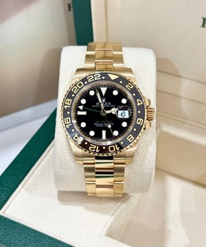 ROLEX GMT-MASTER II Vàng Khối Mặt Số Đen Vành Bezel "Root Beer" Ref. 116718 USED 