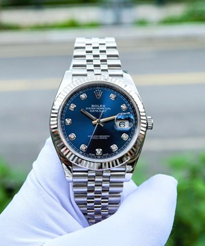 ROLEX DATEJUST VÀNG TRẮNG THÉP MẶT SỐ XANH ĐÍNH KIM CƯƠNG Ref.  126334 NEW
